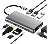 Roqalmia Computer Docking Station | Card Reader Connector | Multi-Port Type C Hub | for Phone PC Workplace Home Travel Devices