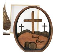 Roqalmia Easter Scene Wooden Decoration, Wooden Empty Tomb Easter Scene, Empty Tomb Easter Scene, CrossEaster Decorations, Easter Nativity Scene, Easter Decorations Empty Tomb For Christian Religious