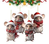 Roqalmia Mouse Ornament | 4-Piece 2D Acrylic Party Supplies,Mice Pendant Animal Ornaments,for Door Window Patio Porch Yard Party Holiday Living Room Home Office Car