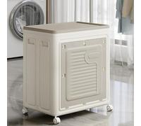 Roqao Plastic Laundry Basket with Lid Slim Washing Basket with Wheels and Handle Narrow Dirty Clothes Hamper for Bathroom Bedroom Home Gym Storage Large Laundry Bin 1 Pack