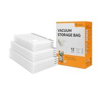 Roqao Vacuum Storage Bags for Clothes, 12 Combo Pack Reusable Vaccine Storage Bags for Home, Medium/Large/Jumbo Sizes for Clothes, Duvets, Blankets, Airtight Seal Large Space Saver Bags