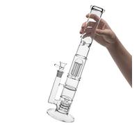 RORA 17" Glass Bong 18.8mm Big Glass Bongs Water Pipe 3 Honeycomb Perc Birdcage Clear Pipe Tube with 18 mm Joint Slide Bowl (Clear)