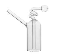 RORA 4.5inch Small Glass Bong Clear Mini Glass Water Pipes Portable Recycler Waterpipe