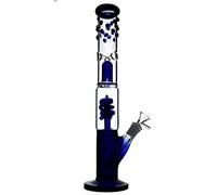 RORA Bong 16" Tall Glass Bong with Coil Percolator, Splash Guard, 14mm Downstem (Blue)