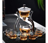 RORA Glass Teapot Set Glass Automatic Lazy Tea Set Magnetic Rotating Kungfu Heat-Resistant Teapot Suit with 6pcs Tea Cups (Teapot with 6pcs Bowl)