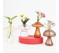 RORA Mushroom Shaped vases Come in a Variety of Colors for a Unique and Beautiful Look, and The Borosilicate Glass is Both Strong and Lightweight (Colorful)
