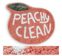 RORA Peach Bath Mat Peachy Clean Non Slip Coral Pink Bathroom Rug Washable Bathtub Mat Toilet Rug 25.2"X20.5"
