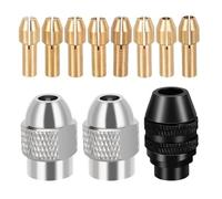 Rordigo 10 Pcs Drill Chuck Collet Parts 1/32 Inch to 1/8 Inch Brass Quick Rotating Drill Nut Replacement 4485 4486 Keyless Dril