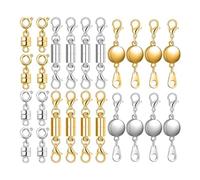 Rordigo 24 Pieces Magnetic Necklace Clasps and Clasps in 3 Styles, Magnetic Clasp Connectors, Locking Clasp Extension for Jewellery Making, Easy to Use
