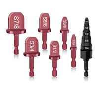 Rordigo 7 Pcs Paste Tool Drill Bit Set Pipe Expansion Tool 1/4 3/8 1/2 5/8 3/4 7/8 Hex Copper Pipe Tool Bit