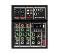 Rordigo -A4 Professional Portable Digital Dj Console with USB Mixer Border Live Singing 4 Channel Audio Mixer Black 1 PCS
