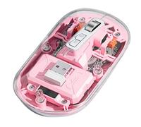 Rordigo Bass Wireless Bluetooth Mouse 3-Mode Transparent Mouse 2.4G+Bluetooth5.0 for Laptop/Tablet Youth Pink Easy Install Easy to Use