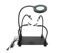 Rordigo Helping Hands Soldering Soldering Holder with 6X Magnifying Glass with Light Black Metal Circuit Board Holder 4 Flexible Metal Arms