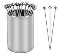 Rordigo Metal Cocktail Picks Holder Set, 12 Cocktail Toothpicks, Reusable, Decorative Stainless Steel Toothpicks for Appetizers, Easy Installation, Easy to Use