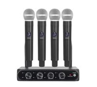 Rordigo Professional Wireless Microphone System UHF 4 Channel Black Plastic for Stage, Home Parties, Churches