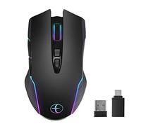 Rordigo Wireless Gaming Mouse Jiggler Gaming Mouse LED Rechargeable Mouse 2.4G 1600 DPI Mouse Ergonomic Mini Mouse