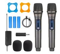Rordigo Wireless Microphone 2 Channels UHF Professional Handheld Mic Micphone As Shown Plastic+Metal for Karaoke Professional Church Show(1 to 2)