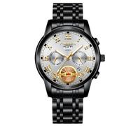 RORIOS Analogue Quartz Wristwatch Men’s Stainless Steel Watch Classic Business Wrist Watch Date Calendar Luminous Watch Multifunctional Waterproof Watch White Black B