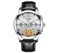 RORIOS Analogue Quartz Wristwatch Men’s Stainless Steel Watch Classic Business Wrist Watch Date Calendar Luminous Watch Multifunctional Waterproof Watch White Black A