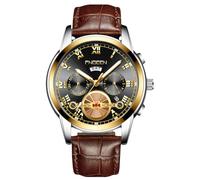RORIOS Analogue Quartz Wristwatch Men’s Stainless Steel Watch Classic Business Wrist Watch Date Calendar Luminous Watch Multifunctional Waterproof Watch Black Brown A