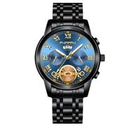 RORIOS Analogue Quartz Wristwatch Men’s Stainless Steel Watch Classic Business Wrist Watch Date Calendar Luminous Watch Multifunctional Waterproof Watch Blue Black