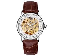 RORIOS Automatic Mechanical Watch for Women Luminous Simulated Diamond Skeleton Ladies Watches, Brown A, Strap