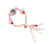 RORIOS Bohemian Handmade Braided Bracelet Watch for Women Crystal Decor Dial Adjustable Tassel Strap Lightweight Fashion Wristwatch Green