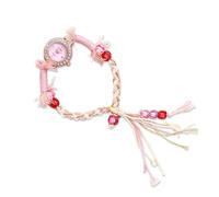 RORIOS Bohemian Handmade Braided Bracelet Watch for Women Crystal Decor Dial Adjustable Tassel Strap Lightweight Fashion Wristwatch Pink