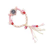 RORIOS Bohemian Handmade Braided Bracelet Watch for Women Crystal Decor Dial Adjustable Tassel Strap Lightweight Fashion Wristwatch Black