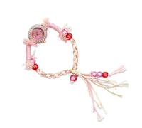 RORIOS Bohemian Handmade Braided Bracelet Watch for Women Crystal Decor Dial Adjustable Tassel Strap Lightweight Fashion Wristwatch Red