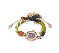 RORIOS Boho Style Handmade Woven Bracelet Watch for Women Vintage Quartz Analog Wristwatch with Adjustable Pull Buckle Lightweight Fashion Accessory Black