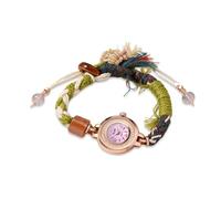 RORIOS Boho Style Handmade Woven Bracelet Watch for Women Vintage Quartz Analog Wristwatch with Adjustable Pull Buckle Lightweight Fashion Accessory Pink