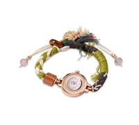 RORIOS Boho Style Handmade Woven Bracelet Watch for Women Vintage Quartz Analog Wristwatch with Adjustable Pull Buckle Lightweight Fashion Accessory White