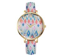 RORIOS Boho Women's Watch Ethnic Pattern Analog Wristwatch with Colorful Bracelet Fashion Bohemian Timepiece for Boho-Chic Lovers Red-Pink-Blue-Green