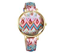 RORIOS Boho Women's Watch Ethnic Pattern Analog Wristwatch with Colorful Bracelet Fashion Bohemian Timepiece for Boho-Chic Lovers Red-Pink-Blue