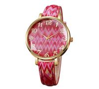 RORIOS Boho Women's Watch Ethnic Pattern Analog Wristwatch with Colorful Bracelet Fashion Bohemian Timepiece for Boho-Chic Lovers Rose-Red