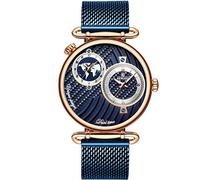 RORIOS Business Men Sport Watch Date Calendar Stainless Steel Mesh Strap Wrist Watch