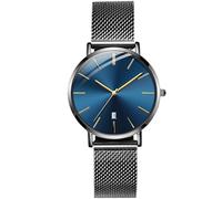 RORIOS Business Men Watch Quartz Analog Sport Watch Date Calendar Stainless Steel Mesh Strap Waterproof Wrist Watch