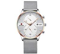 RORIOS Business Men Watch Sport Watch Date Calendar Stainless Steel Mesh Strap Waterproof Wrist Watch