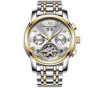 RORIOS Business Tourbillon Automatic Mechanical Watch for Men Stainless Steel Calendar Luminous Pointer Multifunction Wrist Watch