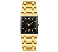 RORIOS Classic Watches Men Multifunction Watches Quartz Analog Watch with Calendar Stainless Steel Strap Fashion Men's Watch, Gold/Black, Bracelet