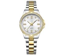 RORIOS Couple Watches Men Women Stainless Steel Watch Business Analog Quartz Wristwatch Elegant Waterproof Watch Diamond Luminous Watch White Gold C