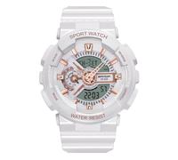 RORIOS Couple's Electronic Watch Multifunctional Military Wrist Watch Men’s Women's Wristwatch Digital Analog Watch with Resin Strap for Girls Boys White Rose Gold A