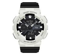 RORIOS Couple's Electronic Watch Multifunctional Military Wrist Watch Men’s Women's Wristwatch Digital Analog Watch with Resin Strap for Girls Boys White Black B