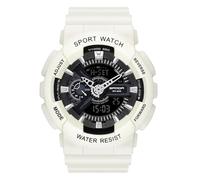 RORIOS Couple's Electronic Watch Multifunctional Military Wrist Watch Men’s Women's Wristwatch Digital Analog Watch with Resin Strap for Girls Boys White C