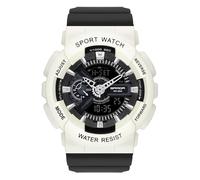 RORIOS Couple's Electronic Watch Multifunctional Military Wrist Watch Men’s Women's Wristwatch Digital Analog Watch with Resin Strap for Girls Boys White Black A