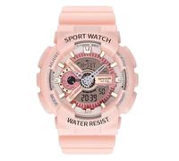 RORIOS Couple's Electronic Watch Multifunctional Military Wrist Watch Men’s Women's Wristwatch Digital Analog Watch with Resin Strap for Girls Boys Pink A