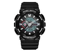 RORIOS Couple's Electronic Watch Multifunctional Military Wrist Watch Men’s Women's Wristwatch Digital Analog Watch with Resin Strap for Girls Boys Black A