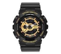 RORIOS Couple's Electronic Watch Multifunctional Military Wrist Watch Men’s Women's Wristwatch Digital Analog Watch with Resin Strap for Girls Boys Black Gold B