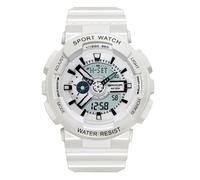 RORIOS Couple's Electronic Watch Multifunctional Military Wrist Watch Men’s Women's Wristwatch Digital Analog Watch with Resin Strap for Girls Boys White B